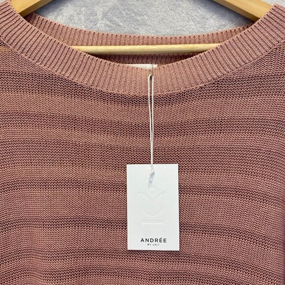 Andree by Unit Pink Oversized Sweater Size 1X Beach Dolman Sleeve Romantic Flowy - Picture 3 of 16